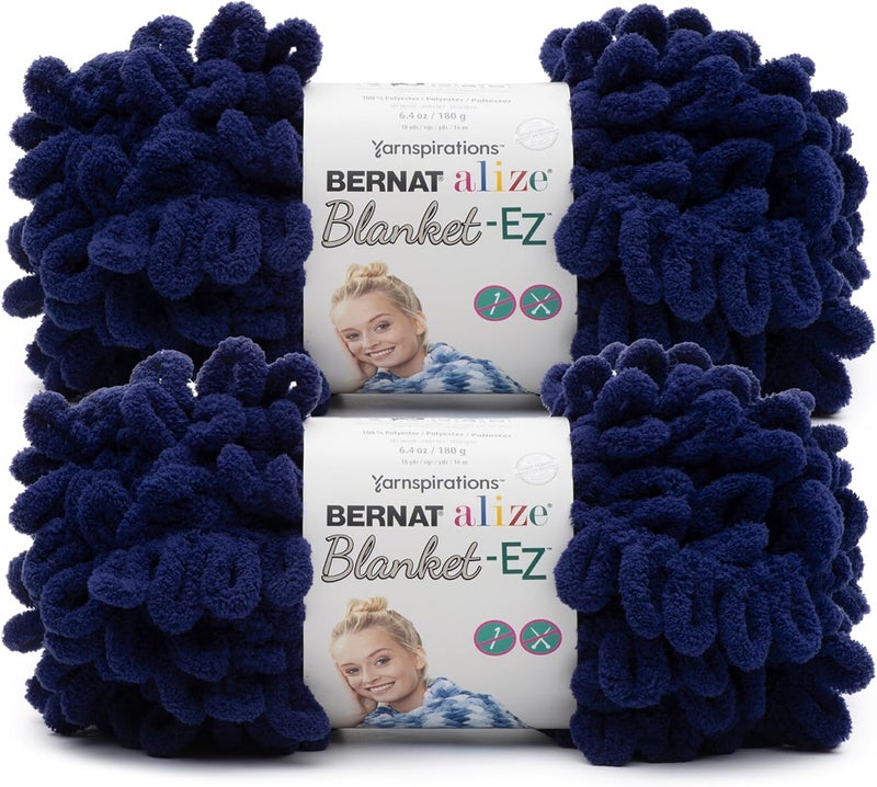 Bernat Alize Blanket Twilight Blue Yarn - 2 Pack of 180g/6.4 oz - 100% Polyester - #7 Jumbo - 18 Yards - Chunky Yarn for Hand Knitting/Crochet - Image 1